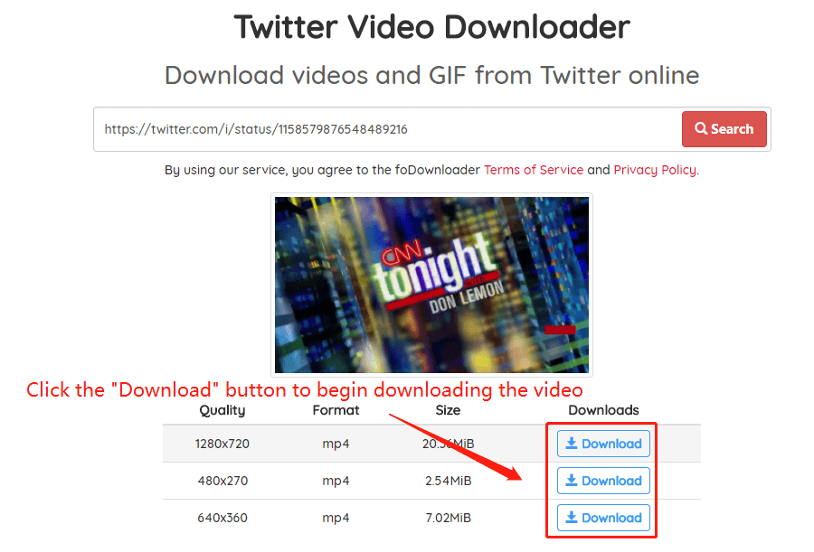 Download the Twitter Video Wizard, step 3