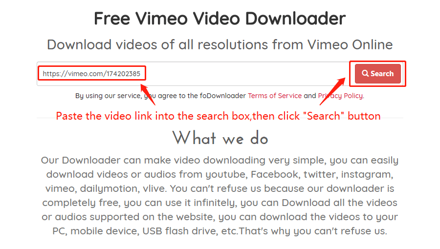 Download the vimeo Video Wizard, step 2