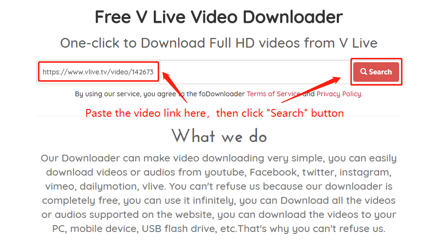 Download the Vlive Video Wizard, step 2